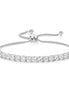 Adjustable Silver Tennis Bolo Bracelet in Wheat Chain with Tube Slider (5.5''~7.5'')