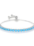 4mm Adjustable Turquoise Silver Tennis Bead Bolo Bracelet in Box Chain with Ball Slider (5.5''~7.5'')