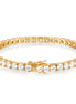 Classic Round Brilliant 4mm Golden Tennis Bracelet with Box Clasp Safety Latches
