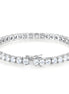Classic Round Brilliant 4mm Silver Tennis Bracelet with Box Clasp Safety Latches