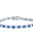 Dual Tone 4mm Tennis Bracelet in Alternating Blue Sapphire and White Brilliant with Box Clasp Safety Latches