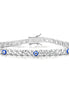 Evil Eye Silver Tennis Bracelet in Three Round Beads and Brilliant Cuts with Box Clasp Safety Latches