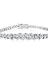 Graduated Round Brilliant 3mm Silver Tennis Bracelet with Box Clasp Safety Latches