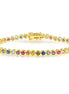 Multicolor Rainbow Gem 3mm Tennis Bracelet in Golden Bezel with Box Clasp Safety Latches