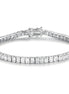 Half Bezel Princess-Cut 3mm Silver Tennis Bracelet in Channel Setting with Box Clasp Safety Latches