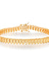 18K Golden Rectangular Link Dotted Round Brilliant Accents 7mm Bracelet with Box Clasp Safety Latches
