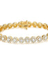 Round Brilliant 7.5mm Golden Tennis Bracelet in Pavé Halo Setting with Box Clasp Safety Latches