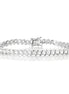 Round Brilliant S-Link 3mm Silver Tennis Bracelet in Half Bezel Setting with Box Clasp Safety Latches (7.5'')