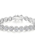 Round Brilliant Silver Tennis Bracelet in Pavé Halo Setting with Box Clasp Safety Latches