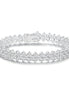 Silver Chevron 3mm Tennis Bracelet in Round Brilliant Three Stone Cluster with Box Clasp Safety Latches