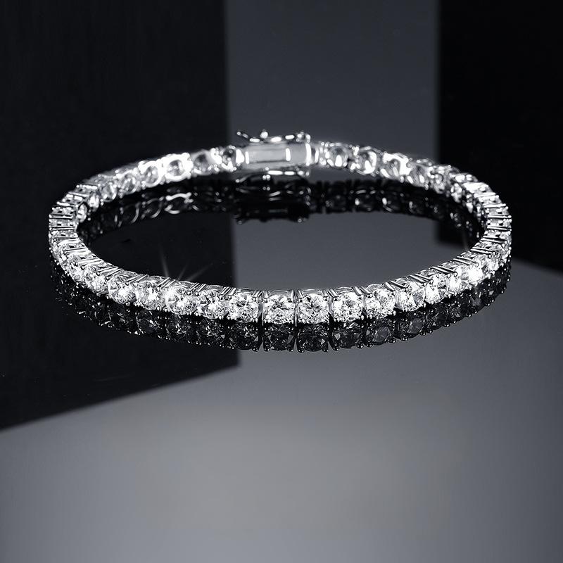Classic Round Brilliant 3mm Silver Tennis Bracelet with Box Clasp Safety Latches