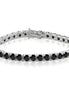 Spinel Black Classic Round 4mm Silver Tennis Bracelet with Box Clasp Safety Latches