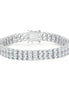 Thick Two Row 6mm Silver Tennis Bracelet in Round Brilliant Wide Watch Links with Box Clasp Safety Latches