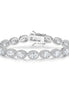 White Oval Cut 4mm Tennis Bracelet in Micro-Pave Halo Setting with Box Clasp Safety Latches