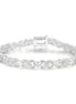 White Oval and Pave Infinity Links 4mm Silver Tennis Bracelet with Box Clasp Safety Latches